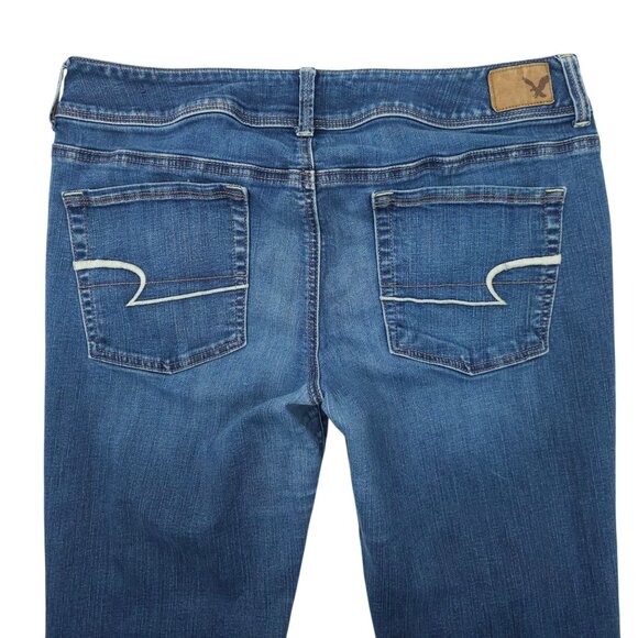 American Eagle Super Stretch Kick Boot Jeans Womens Size 14 Mid Rise Denim - Picture 11 of 15